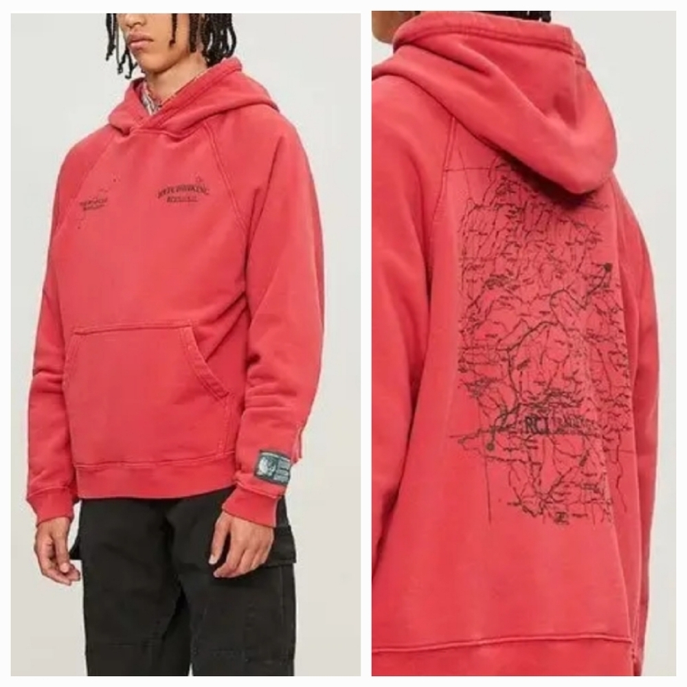 Reese Cooper AW19 "Hitchhiking" Graphic Jersey Raglan Hoodie Vintage Red Size XL
